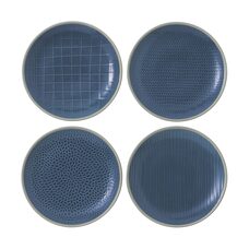 Royal Doulton Maze Grill Blue Ontbijtborden 23 cm, set 4-delig